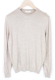 SUITSUPPLY Men Sweatshirt S Beige Brown Pure Merino Wool Long Sleeved Pull On
