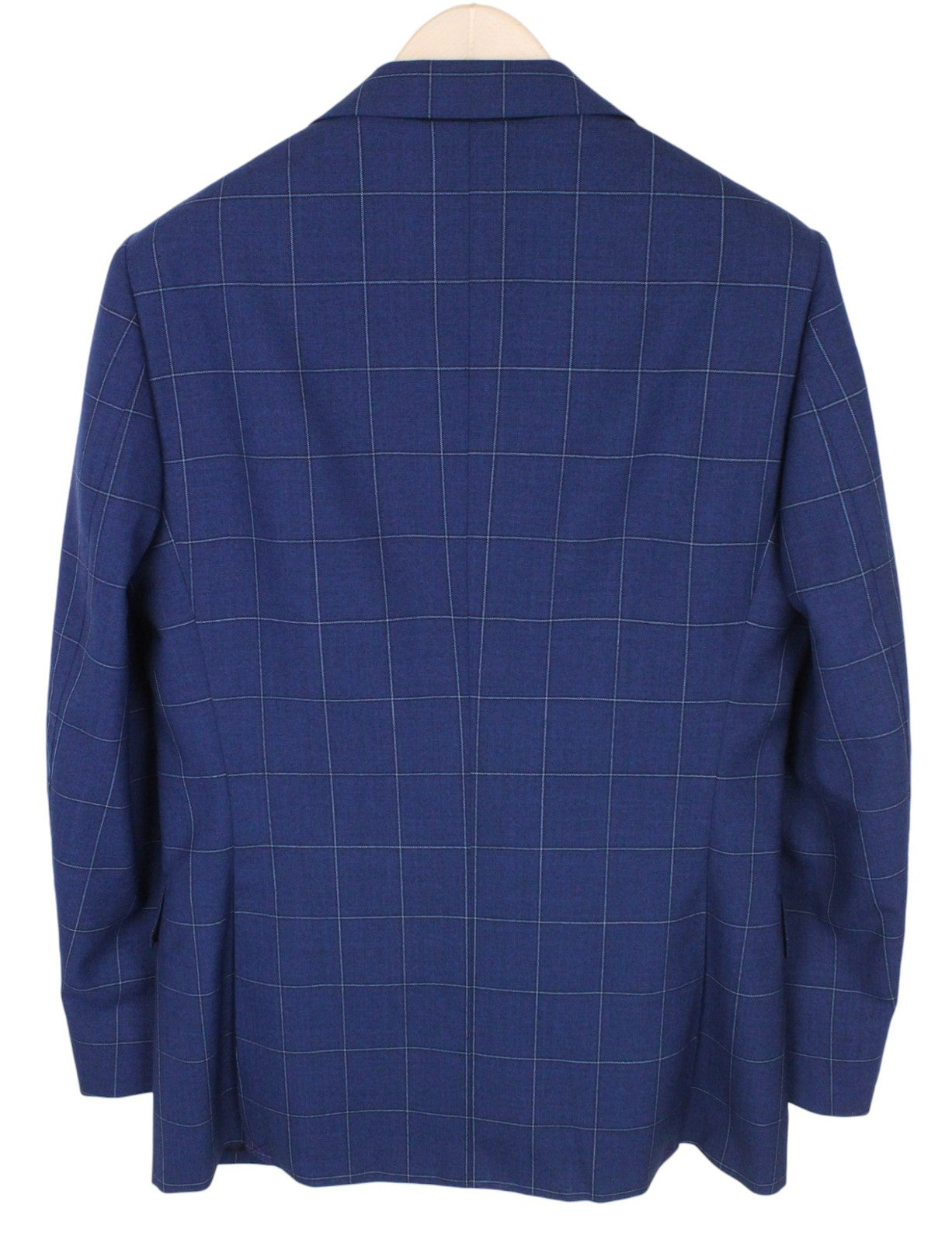 SUITSUPPLY Lazio Men Suit UK38R Blue Slim Windowpane Check 2-Piece Wool Mohair
