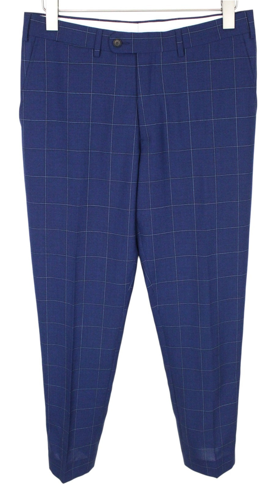 SUITSUPPLY Lazio Men Suit UK38R Blue Slim Windowpane Check 2-Piece Wool Mohair