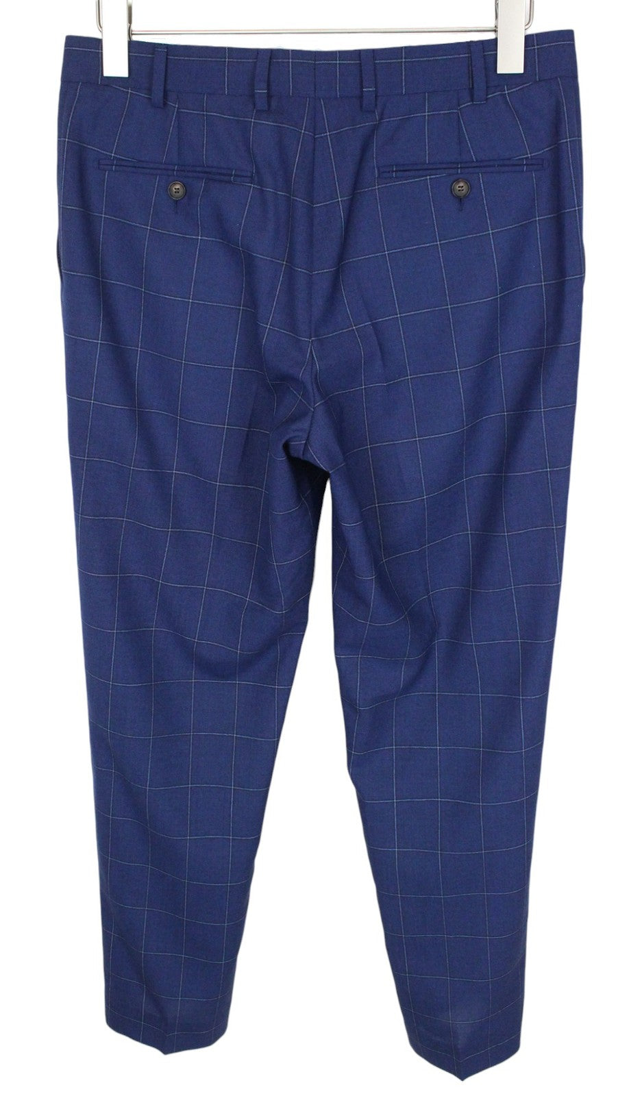 SUITSUPPLY Lazio Men Suit UK38R Blue Slim Windowpane Check 2-Piece Wool Mohair