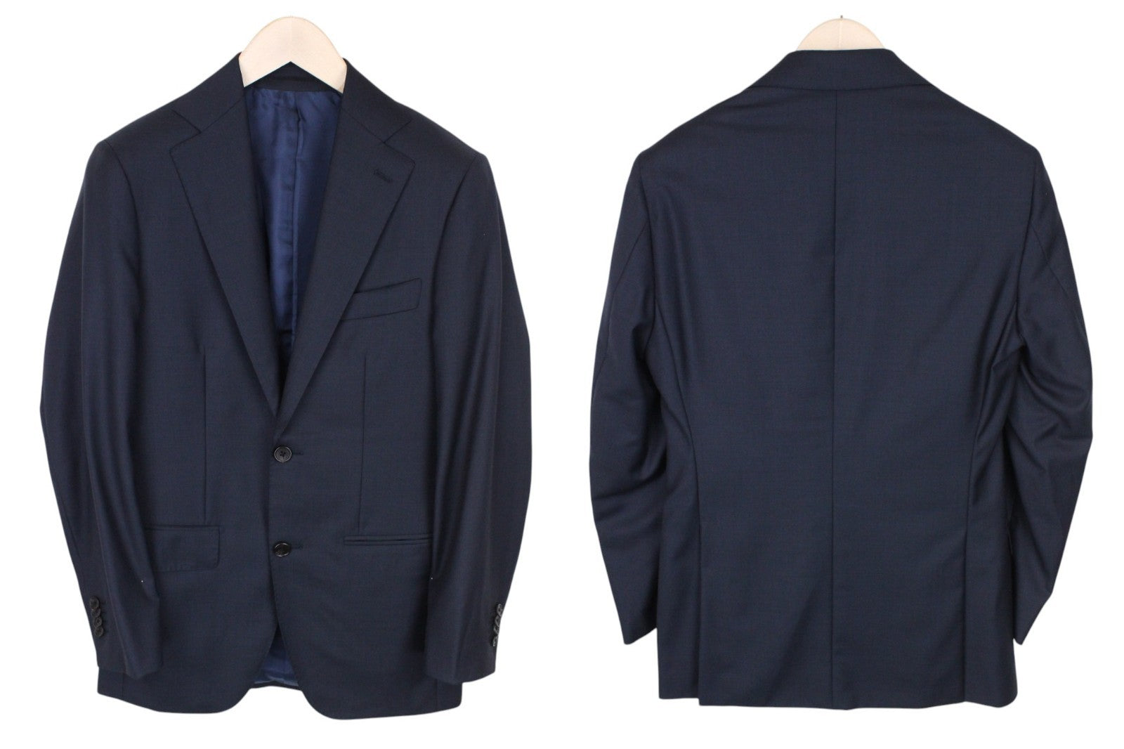 SUITSUPPLY Lazio Men Suit UK32 Navy Slim Cut Melange 3-Piece Perennial Wool