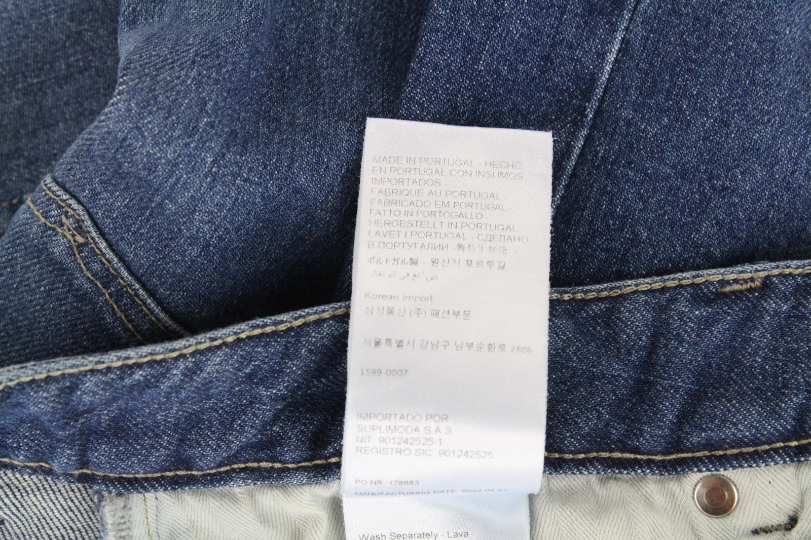 SUITSUPPLY Alain Men Jeans W30/L32 Mid-Blue Slim Fit Selvedge Buttoned Stretch