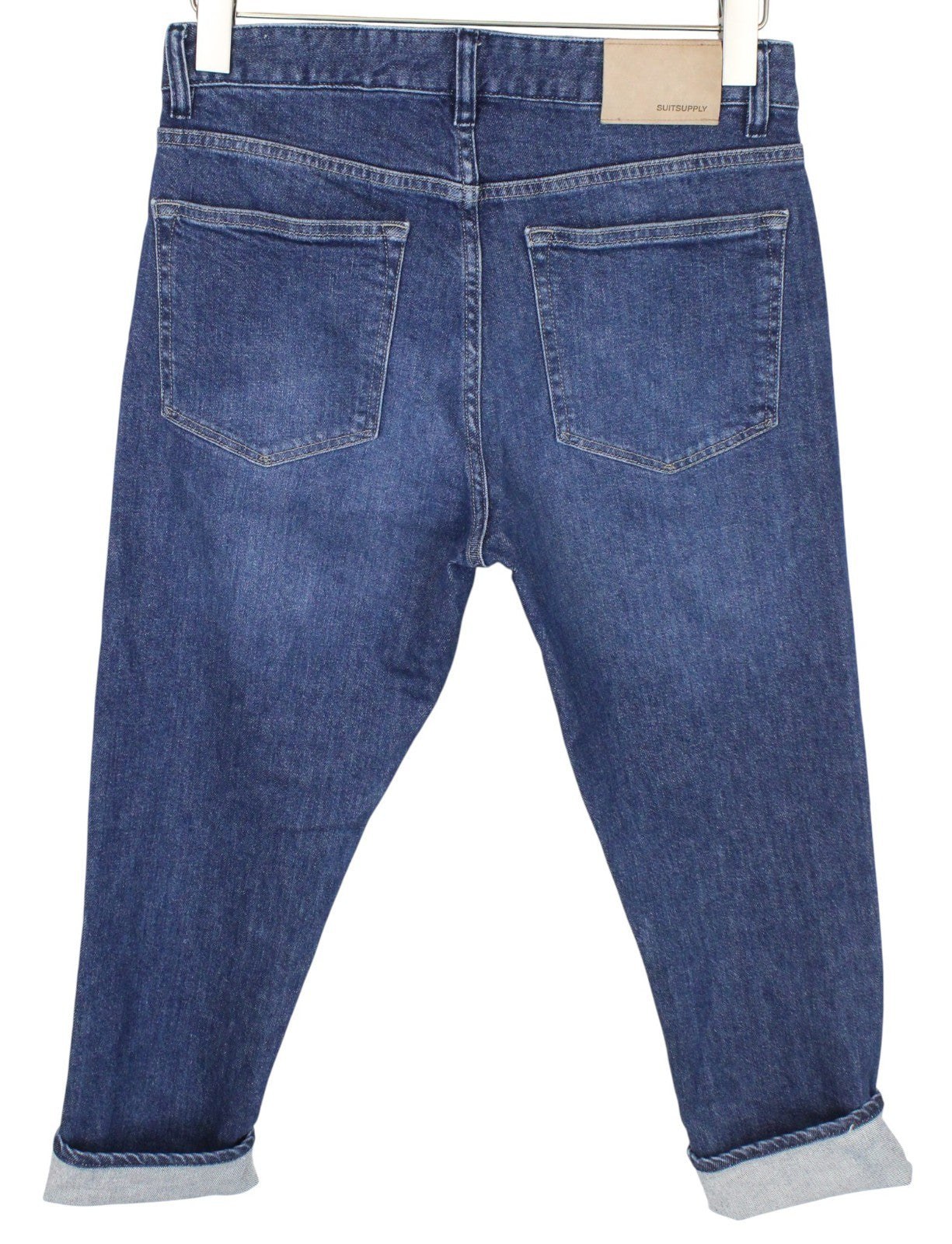SUITSUPPLY Alain Men Jeans W30/L32 Mid-Blue Slim Fit Selvedge Buttoned Stretch