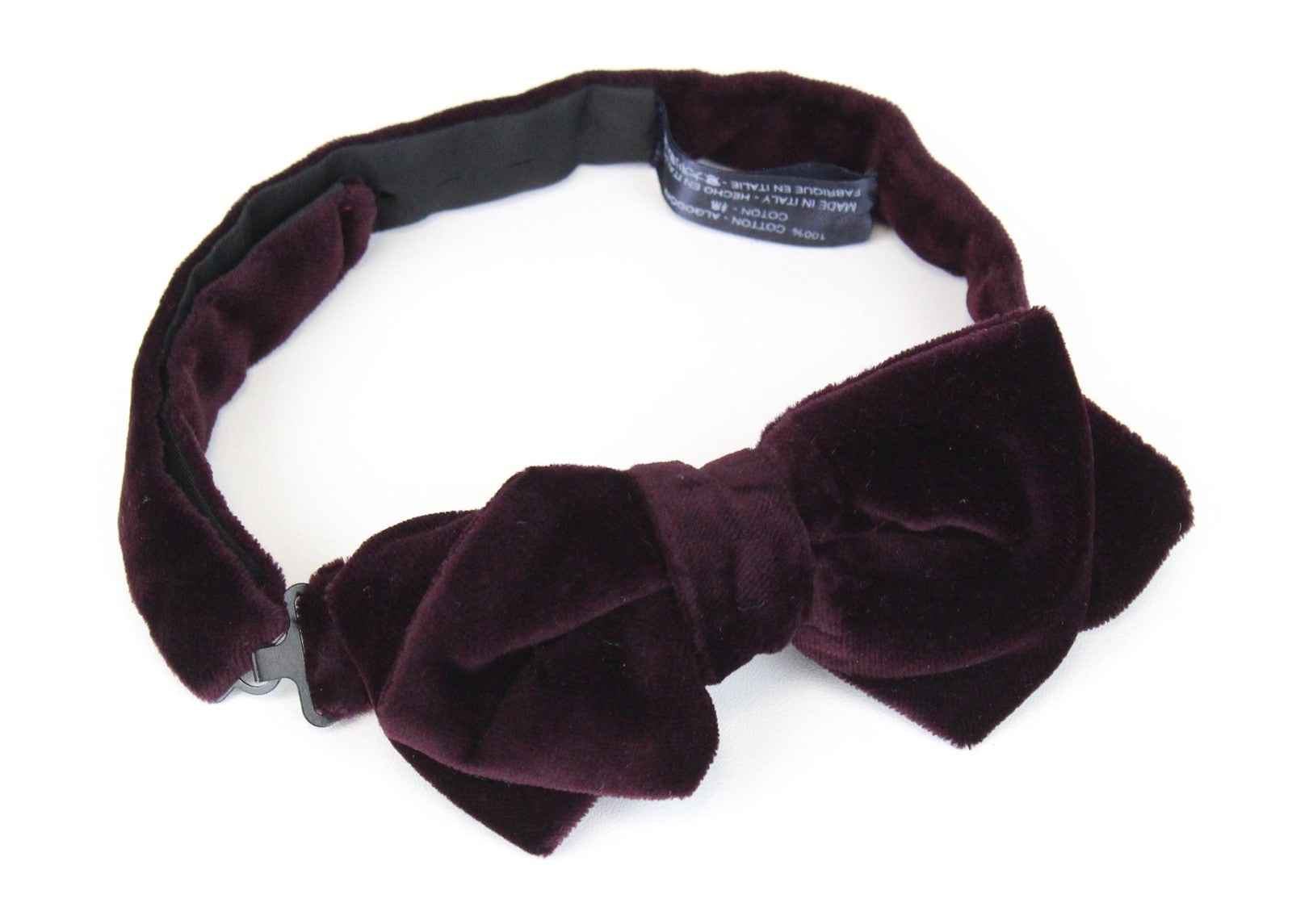 SUITSUPPLY Men Bowtie One Size Bordeaux Formal Velvet Adjustable Cotton Self-Tie