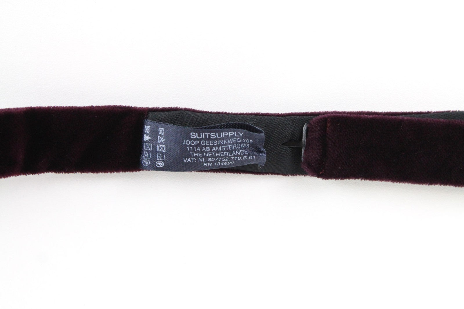 SUITSUPPLY Men Bowtie One Size Bordeaux Formal Velvet Adjustable Cotton Self-Tie