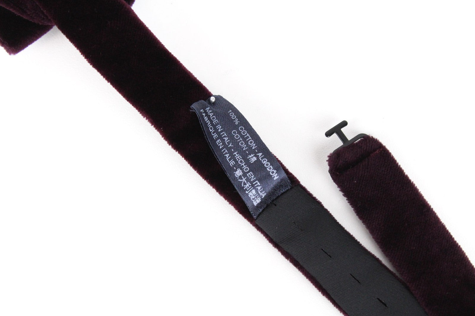SUITSUPPLY Men Bowtie One Size Bordeaux Formal Velvet Adjustable Cotton Self-Tie