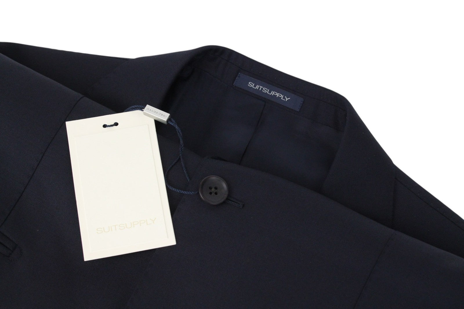 SUITSUPPLY Havana Peak Jetted Men Suit UK42L Blue Wool Super 110 Slim 3 Piece