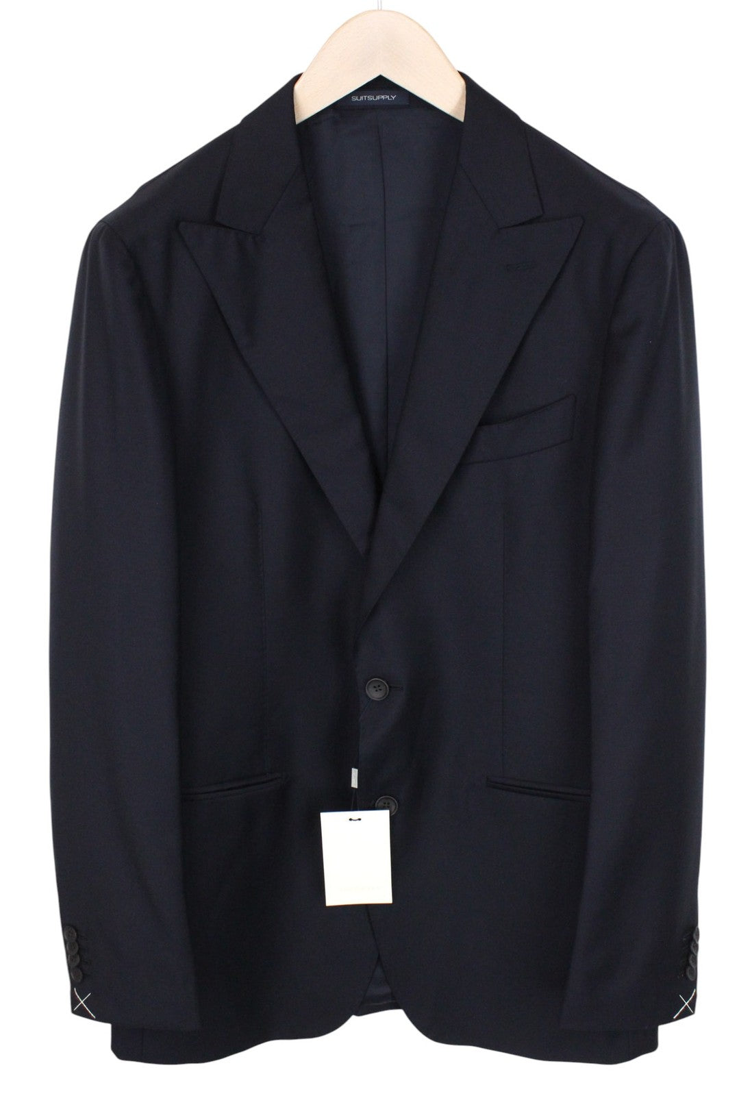 SUITSUPPLY Havana Peak Jetted Men Suit UK42L Blue Wool Super 110 Slim 3 Piece