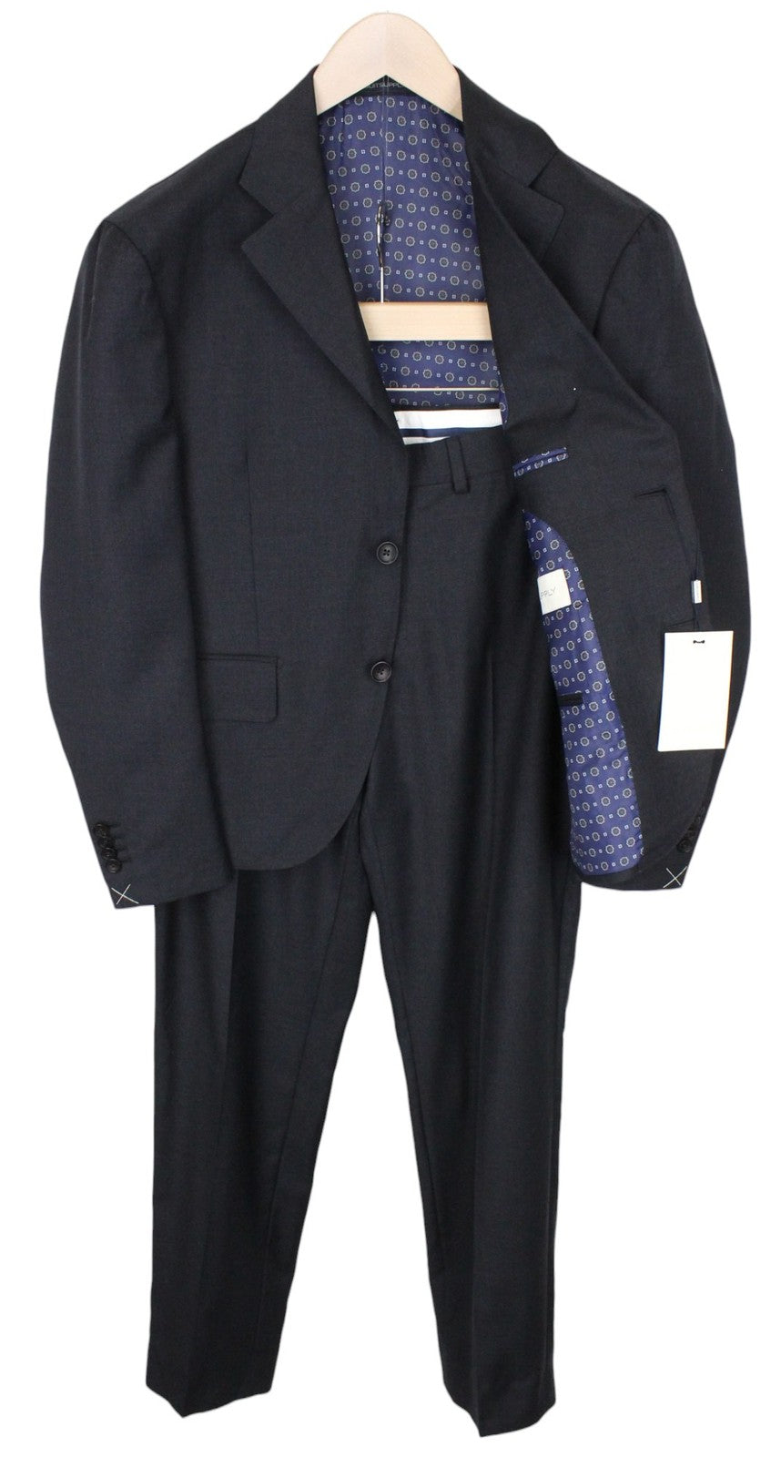 SUITSUPPLY La Spalla Men Suit UK38S Dark Grey Pure Wool Classic Lined 2 Piece