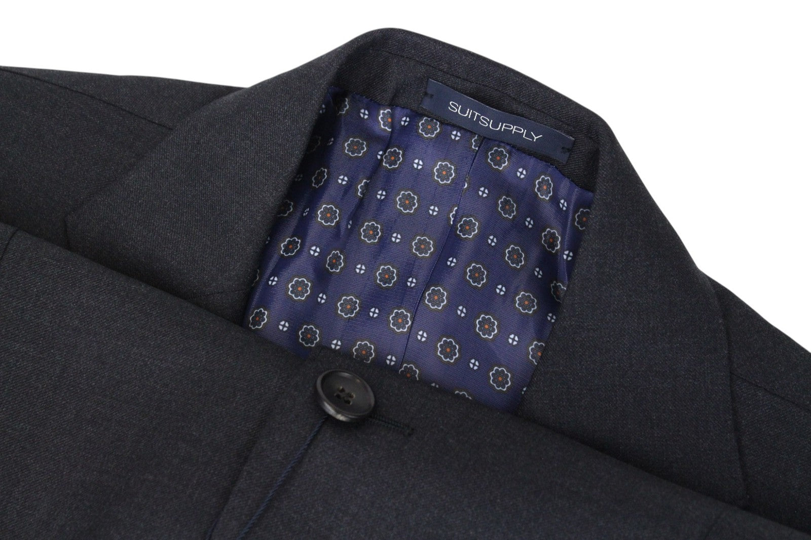 SUITSUPPLY La Spalla Men Suit UK38S Dark Grey Pure Wool Classic Lined 2 Piece