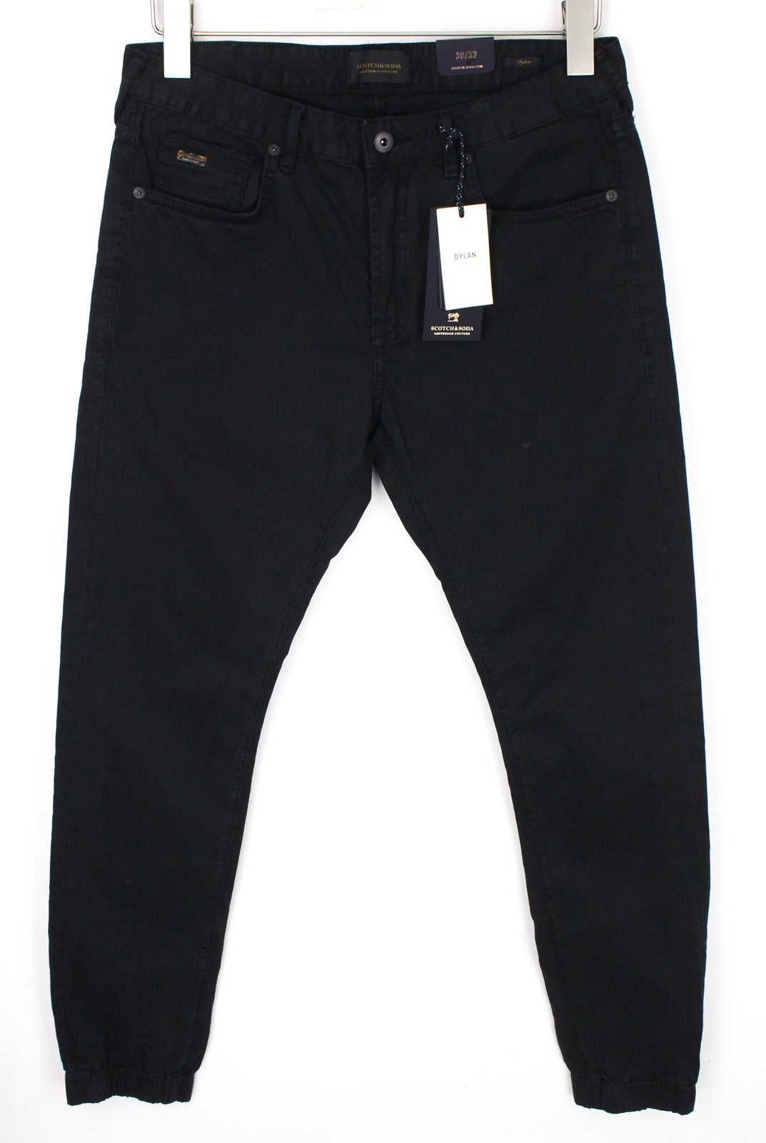 SCOTCH & SODA Dylan Men Trousers W30/L32 Black Cotton Stretch Super Slim Fit