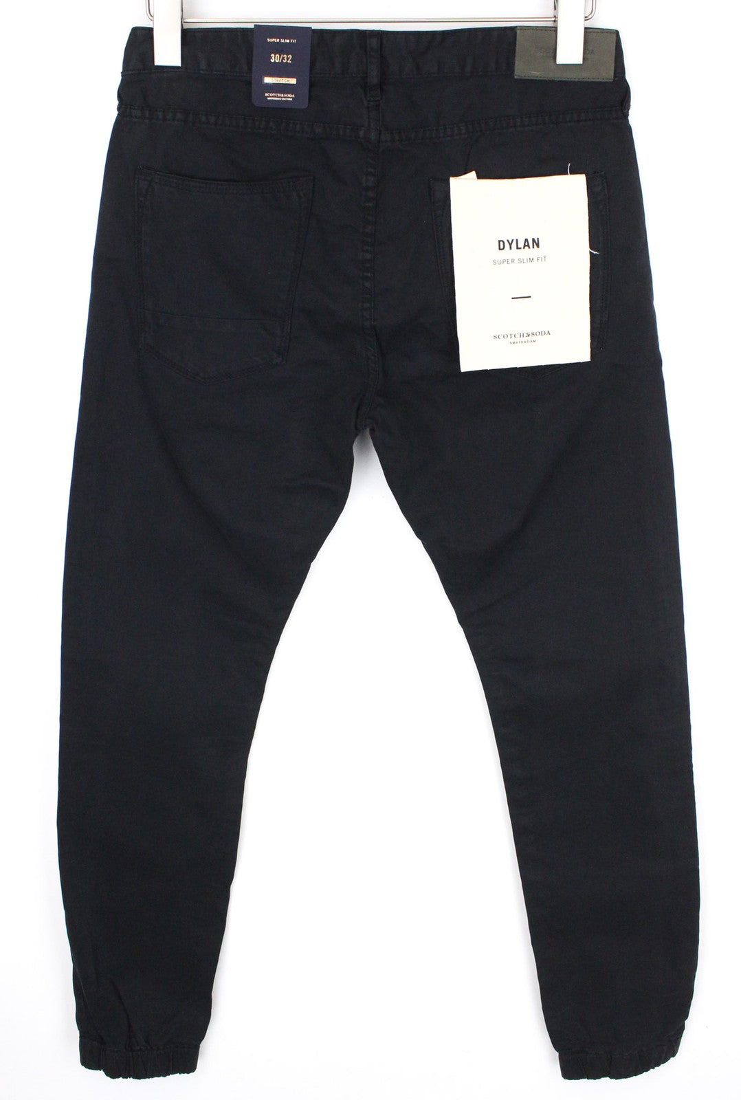 SCOTCH & SODA Dylan Men Trousers W30/L32 Black Cotton Stretch Super Slim Fit