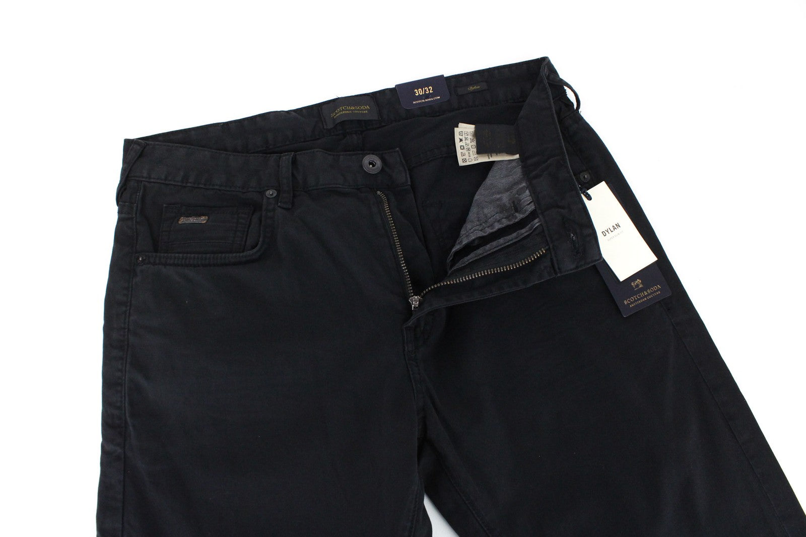 SCOTCH & SODA Dylan Men Trousers W30/L32 Black Cotton Stretch Super Slim Fit