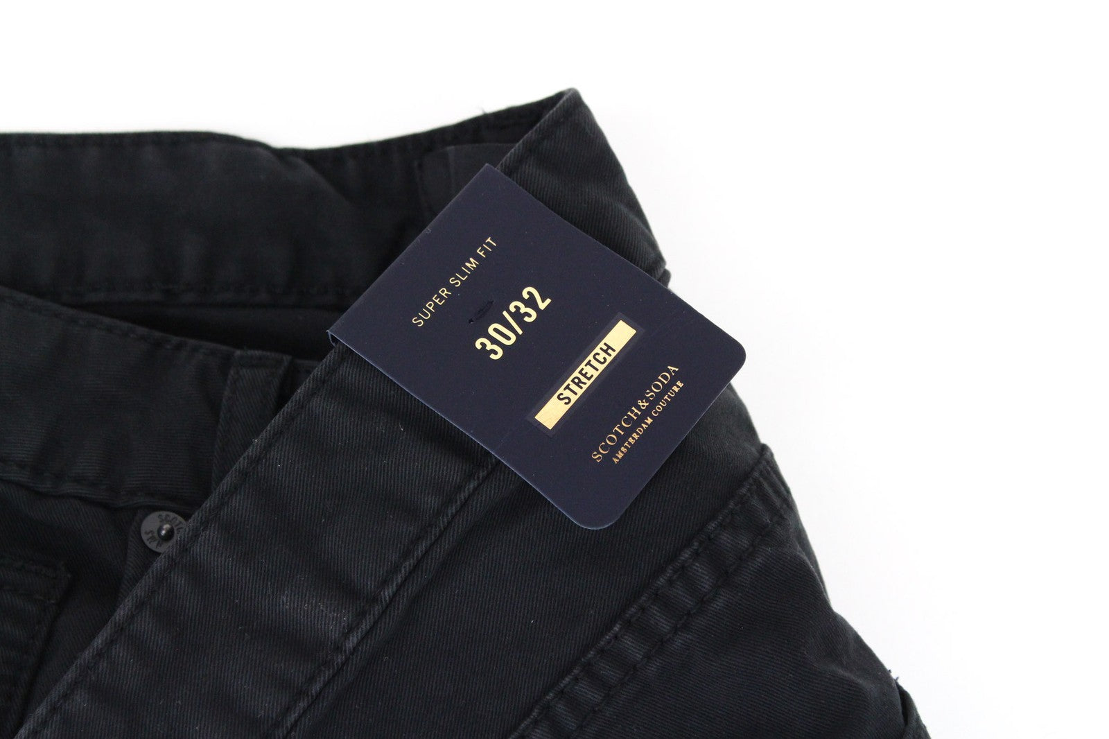 SCOTCH & SODA Dylan Men Trousers W30/L32 Black Cotton Stretch Super Slim Fit