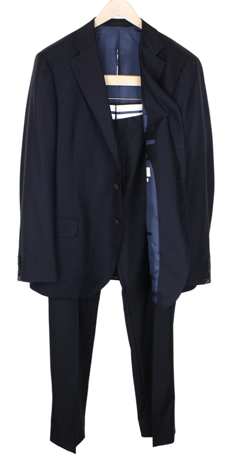 SUITSUPPLY Lazio Blueline Men Suit UK52L Classic Pure Wool Blue Navy 2 Piece