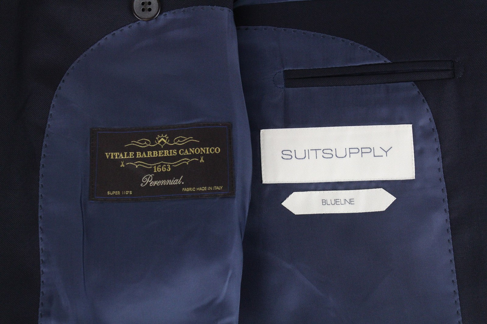 SUITSUPPLY Lazio Blueline Men Suit UK52L Classic Pure Wool Blue Navy 2 Piece