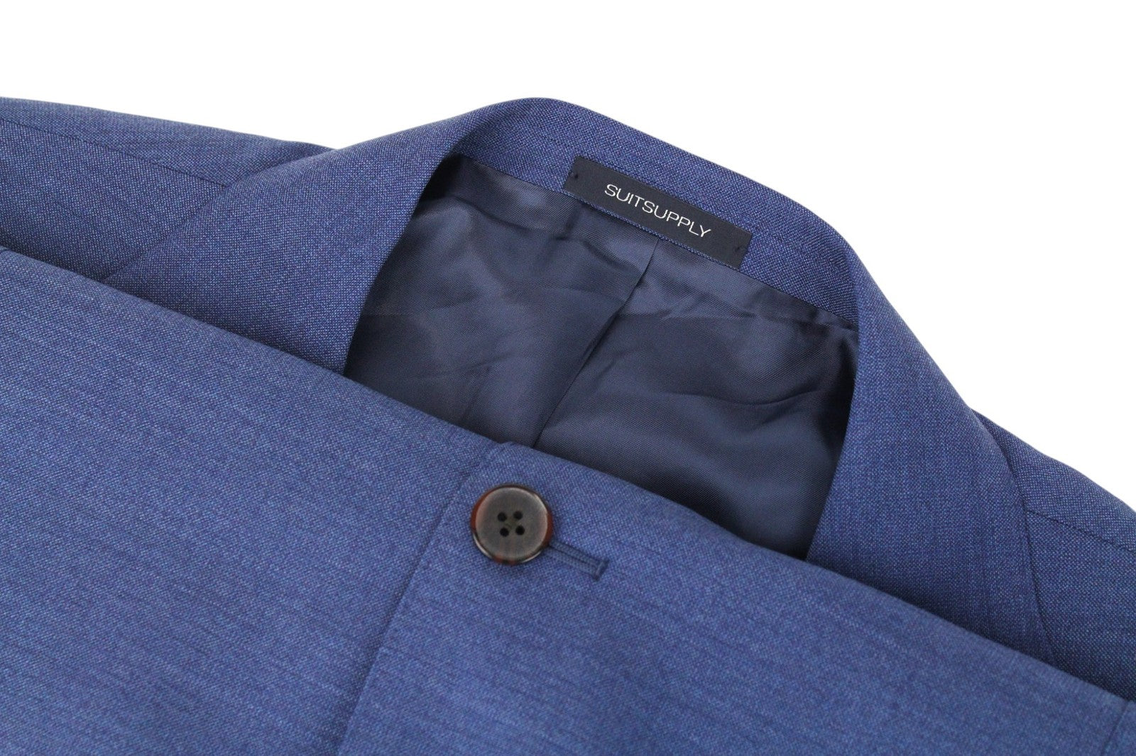 SUITSUPPLY La Spalla Men Suit UK48R Blue Single-Breasted Lined Pure Wool 3 Piece