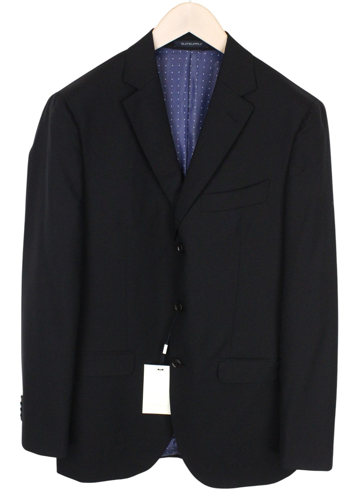 SUITSUPPLY La Spalla Men Suit UK38R Single-Breasted Lined Wool Black 2 Piece