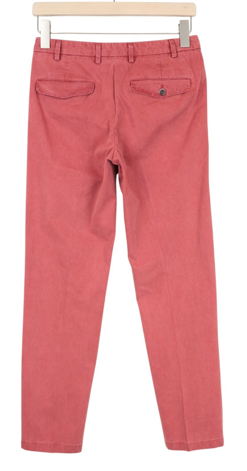 SUITSUPPLY Men Trousers UK32R Red Cotton Blend Pleated Front Button-Fly Chino