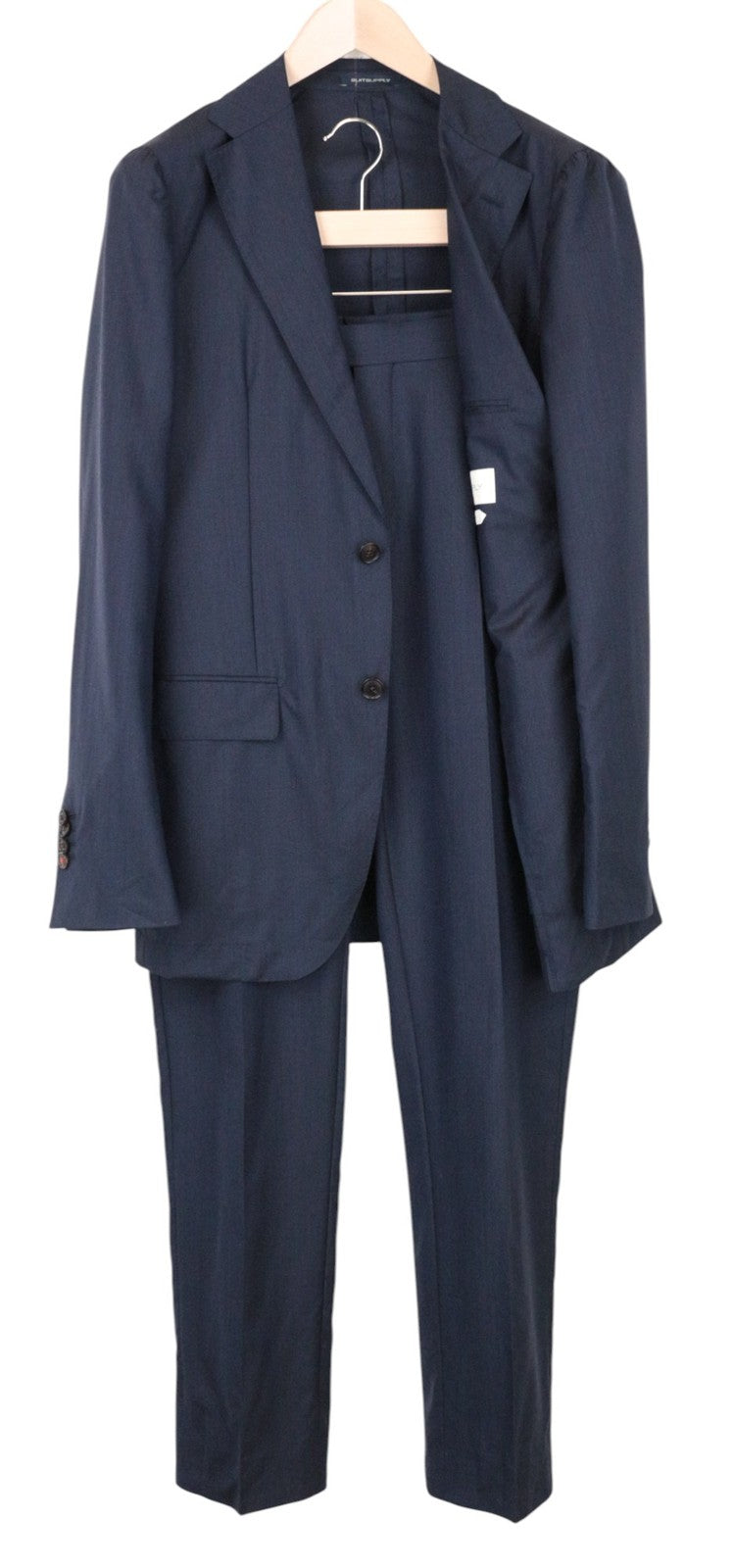 SUITSUPPLY Havana Unconstructed Men Suit UK38L Blue Slim 2Pc Melange Wool Silk