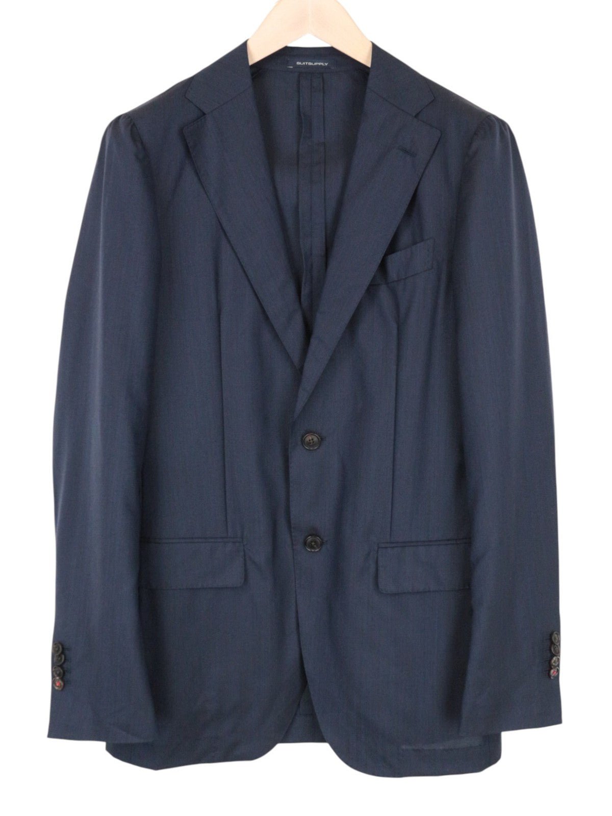 SUITSUPPLY Havana Unconstructed Men Suit UK38L Blue Slim 2Pc Melange Wool Silk