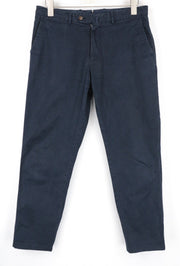 SUITSUPPLY Porto Novo Men Trousers UK32R Navy Flat-Front Stretch Chino Slim