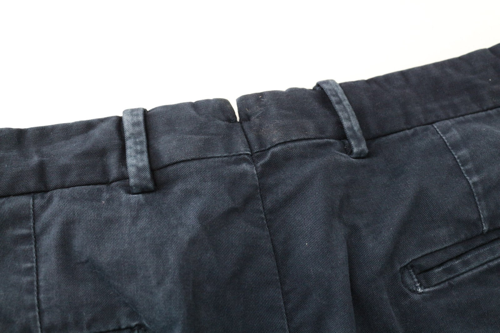 SUITSUPPLY Porto Novo Men Trousers UK32R Navy Flat-Front Stretch Chino Slim