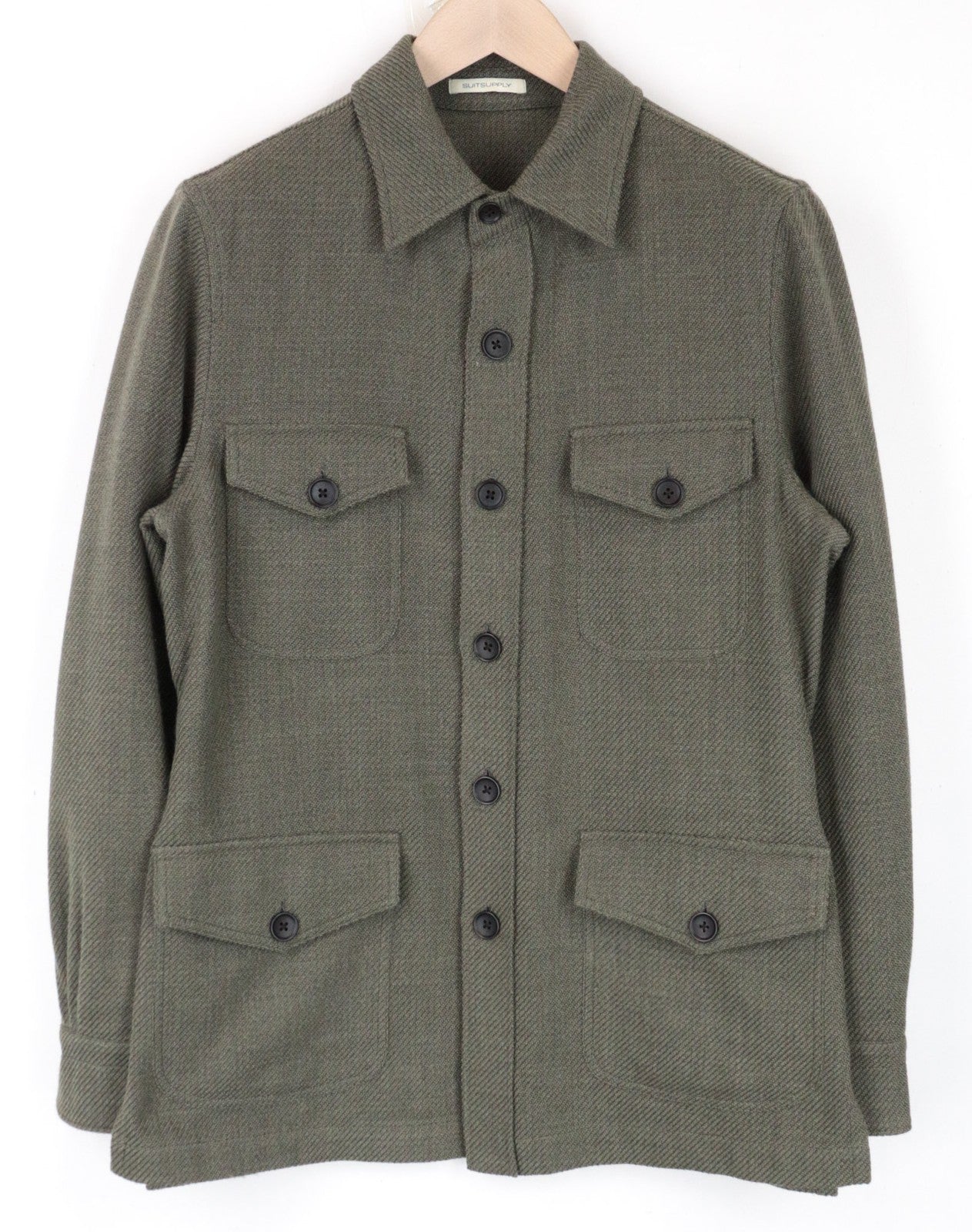 SUITSUPPLY William EB Men Jacket UK38R Green Overshirt Wool Blend Relaxed Fit