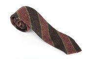 SUITSUPPLY Men Tie ~150 x 8 cm Brown Striped Melange Wool Formal Pointed-End