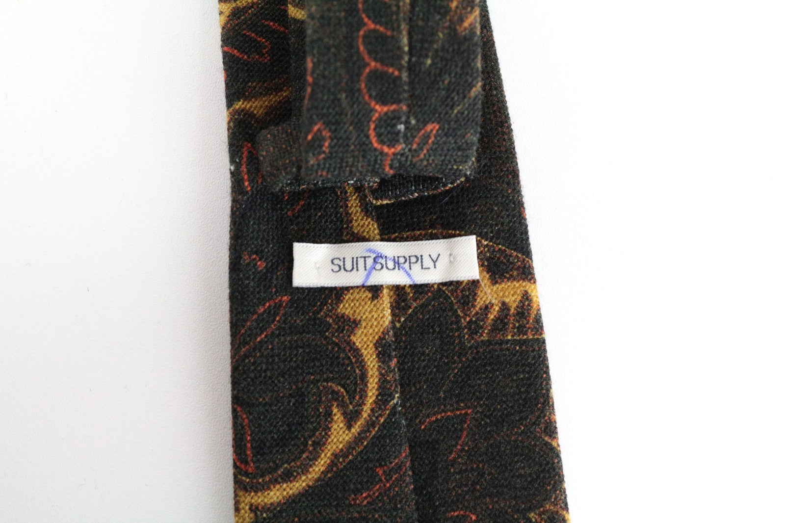 SUITSUPPLY Men Tie ~150 x 8 cm Green Graphic Wool Melange Formal Pointed-End