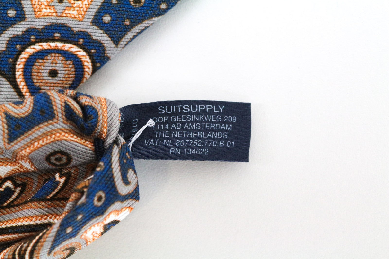 SUITSUPPLY Men Tie ~150 x 8 cm Blue Graphic Cotton Silk Blend Melange Formal