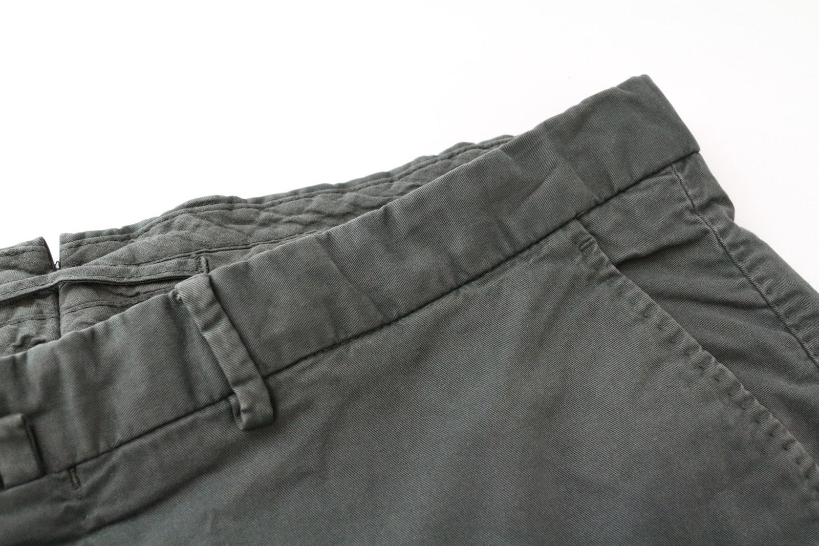 SUITSUPPLY Porto Novo Men Trousers UK36R Green Cotton Stretch Pleated Chino