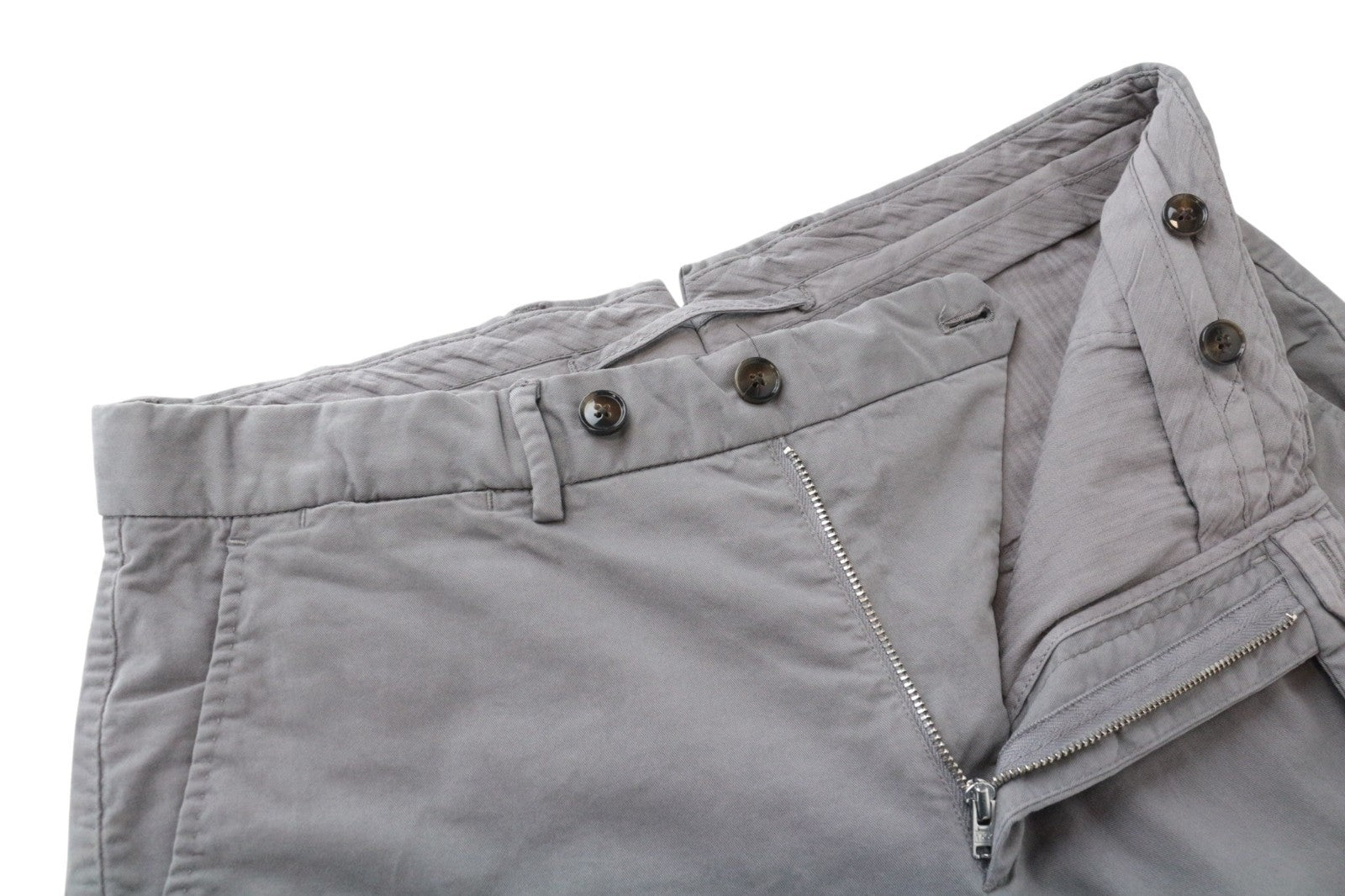 SUITSUPPLY Porto Novo Men Trousers UK30R Cotton Stretch Grey Pleated Chino