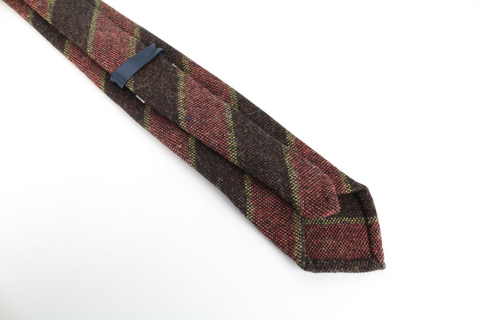 SUITSUPPLY Men Tie ~150 x 8 cm Brown Pure Wool Pointed-End Classic Striped