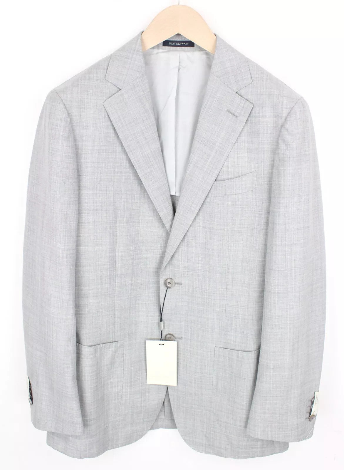 SUITSUPPLY Havana Patch Men Suit UK38R Grey Pure Wool Super 120's Slim 2 Piece