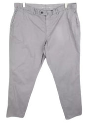 SUITSUPPLY Porto Novo Men Trousers UK42R Grey Cotton Stretch Pleat Casual Chino