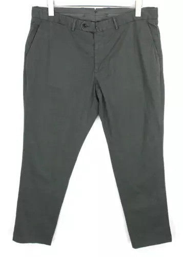 SUITSUPPLY Porto Novo Men Trousers UK38R Green Cotton Stretch Pleat Front Chino