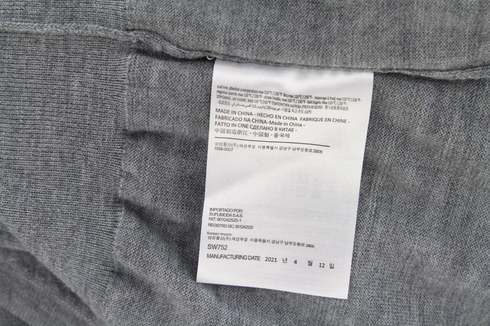 SUITSUPPLY Men Sweatshirt 2XL Grey Pure Merino Wool Long Sleeved V-neck Pull On