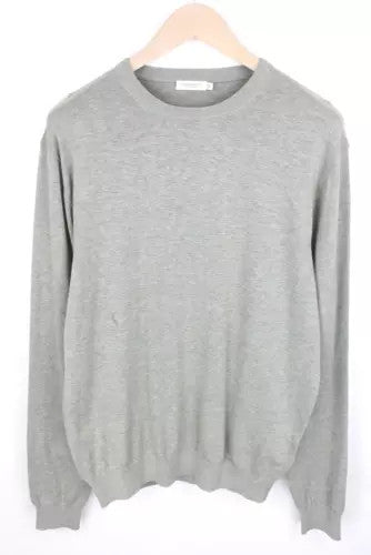 SUITSUPPLY Men Sweatshirt XL Green Cotton Silk Casual Plain Long Sleeved
