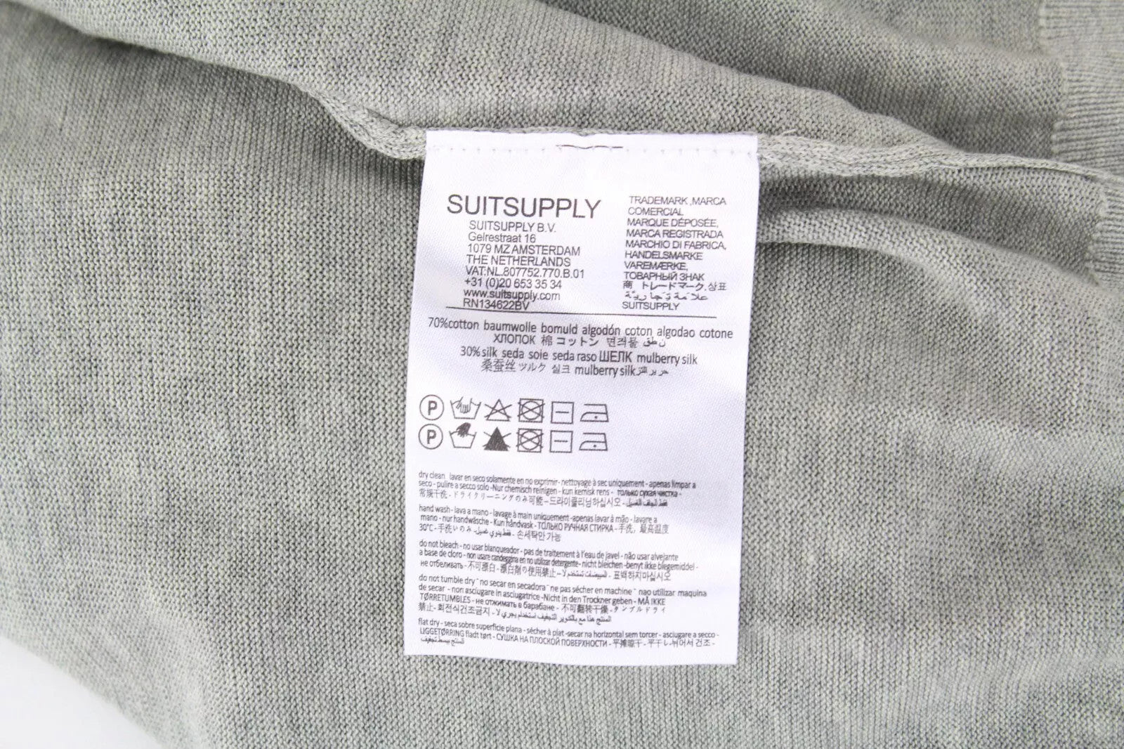 SUITSUPPLY Men Sweatshirt XL Green Cotton Silk Casual Plain Long Sleeved