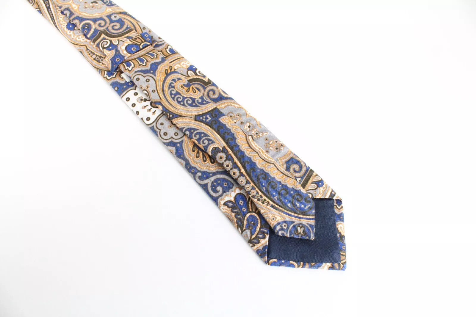 SUITSUPPLY Men Tie ~150 x 8 cm Blue Beige Patterned Cotton Silk Pointed-End
