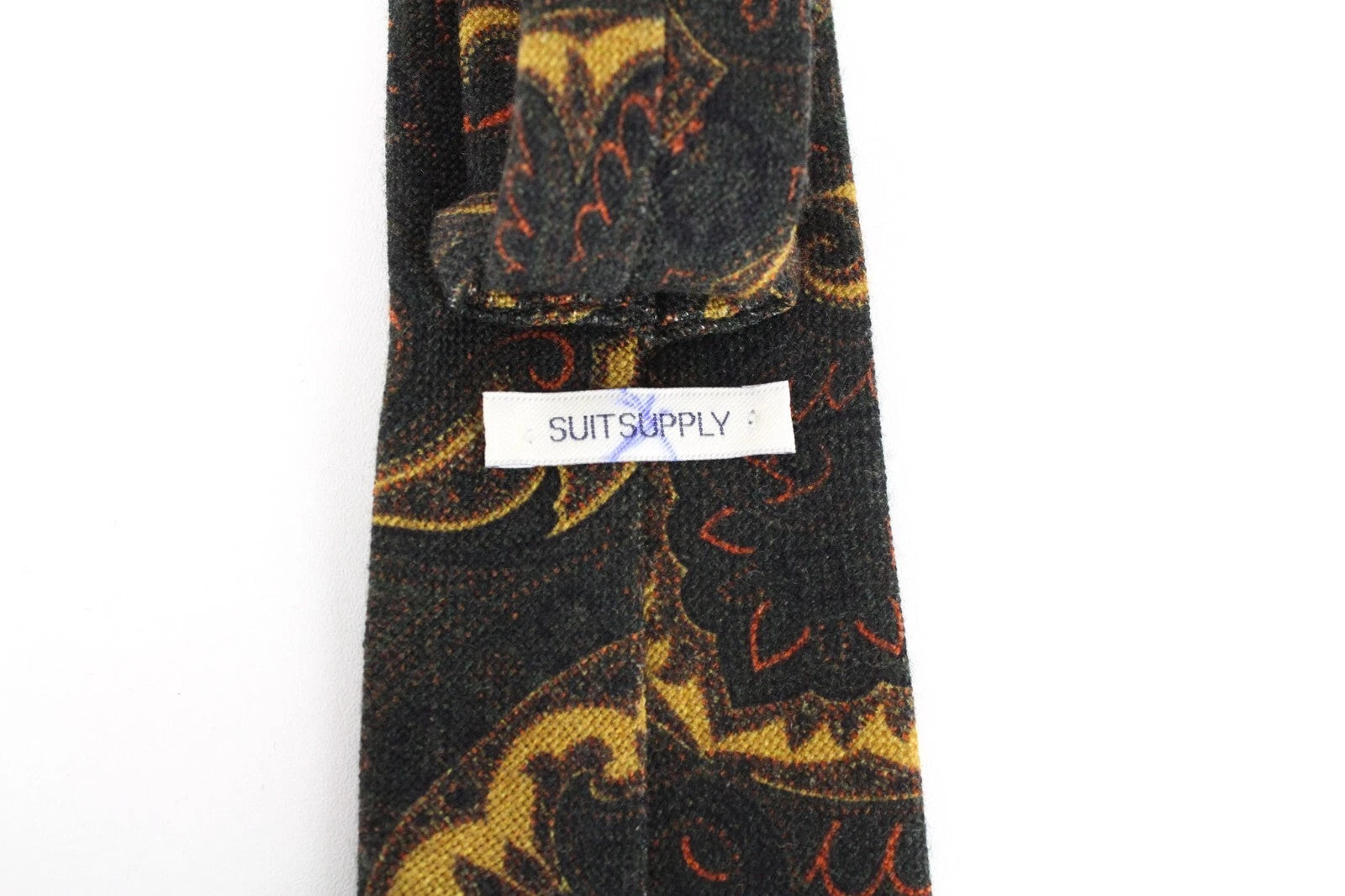 SUITSUPPLY Men Tie ~150 x 8 cm Green Pure Wool Patterned Pointed-End Formal