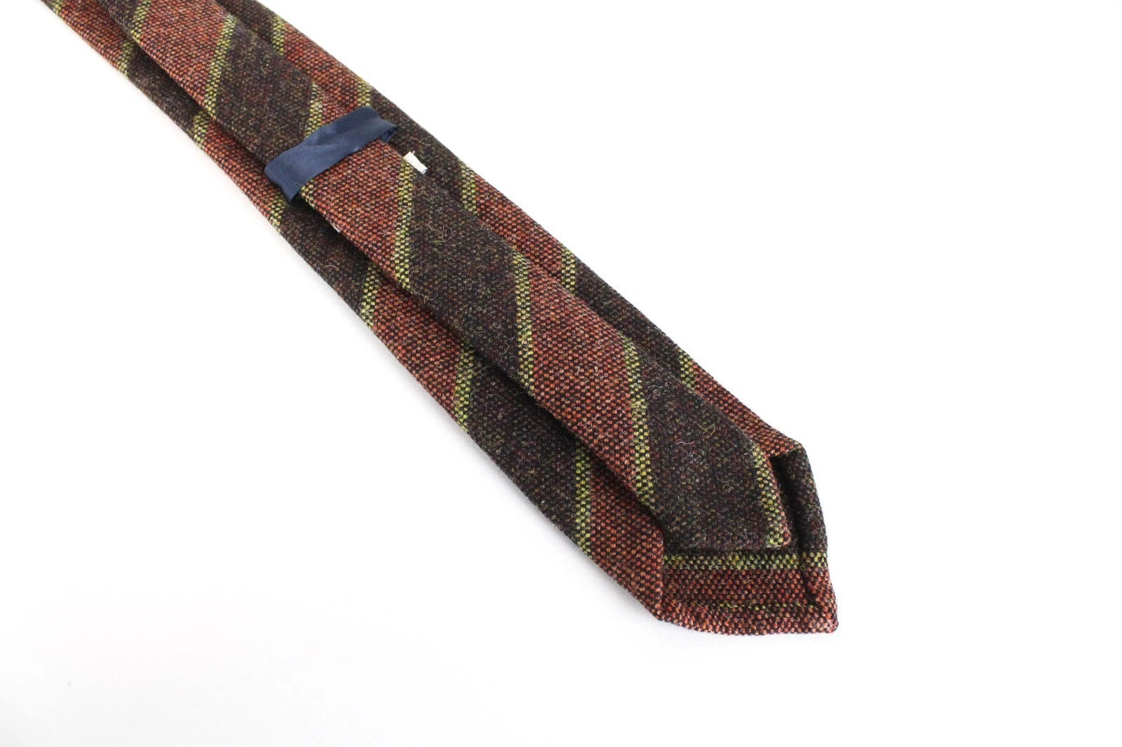 SUITSUPPLY Men Tie ~150 x 8 cm Brown Pure Wool Striped Pointed-End Classic
