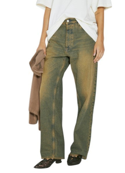 EYTYS Benz Rust Baggy Fit Women Jeans W24/L32 Orange & Blue Washed Unisex RRP370