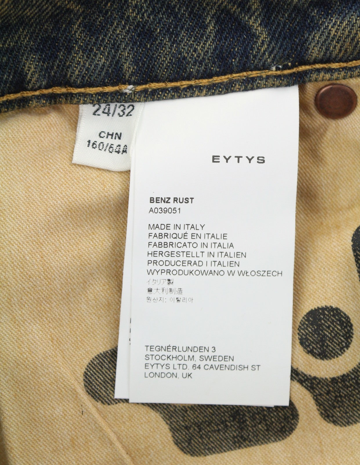 EYTYS Benz Rust Baggy Fit Women Jeans W24/L32 Orange & Blue Washed Unisex RRP370