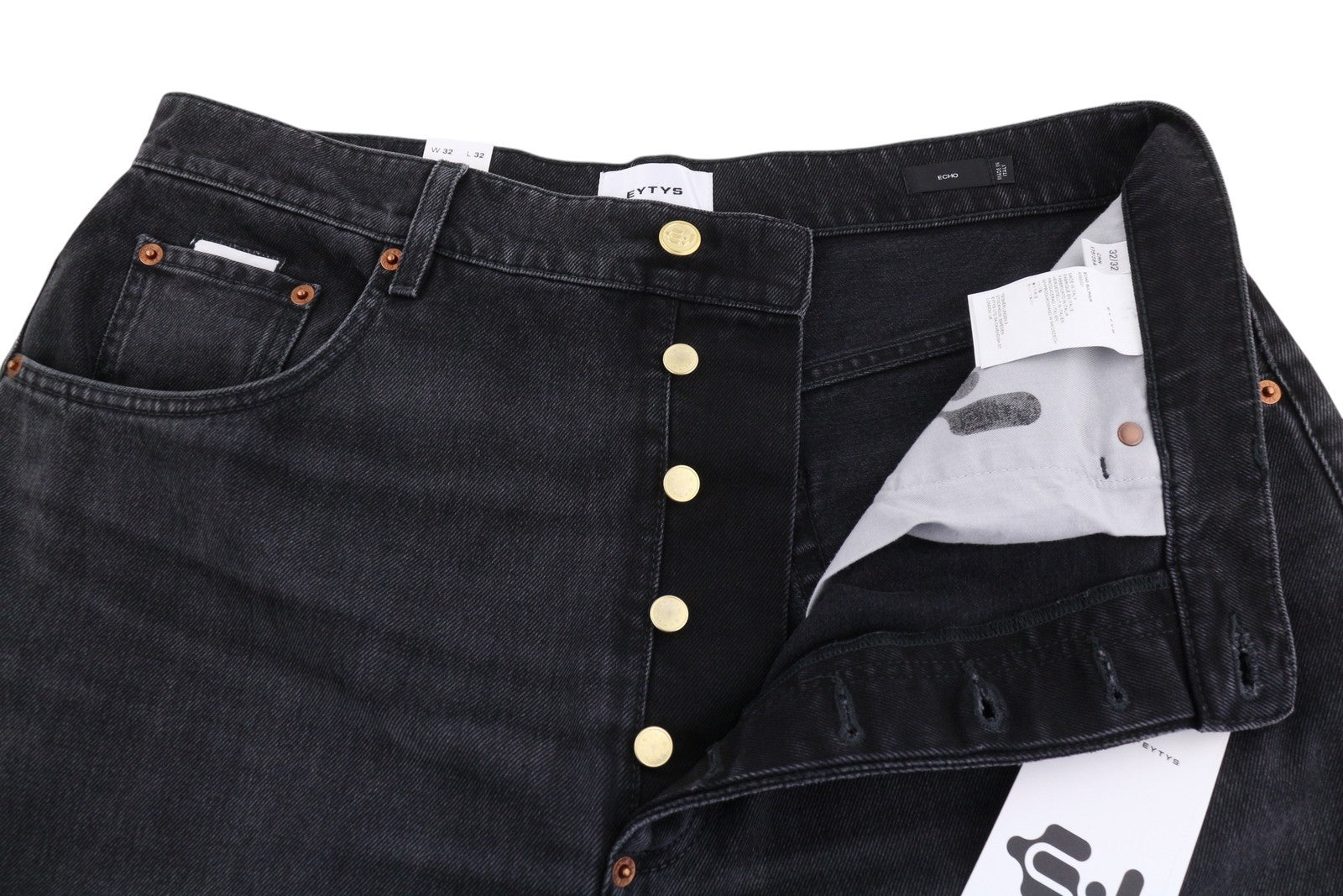 EYTYS Echo Sulphur Ultra Baggy Fit Men Jeans W32/L32 Black Unisex RRP370