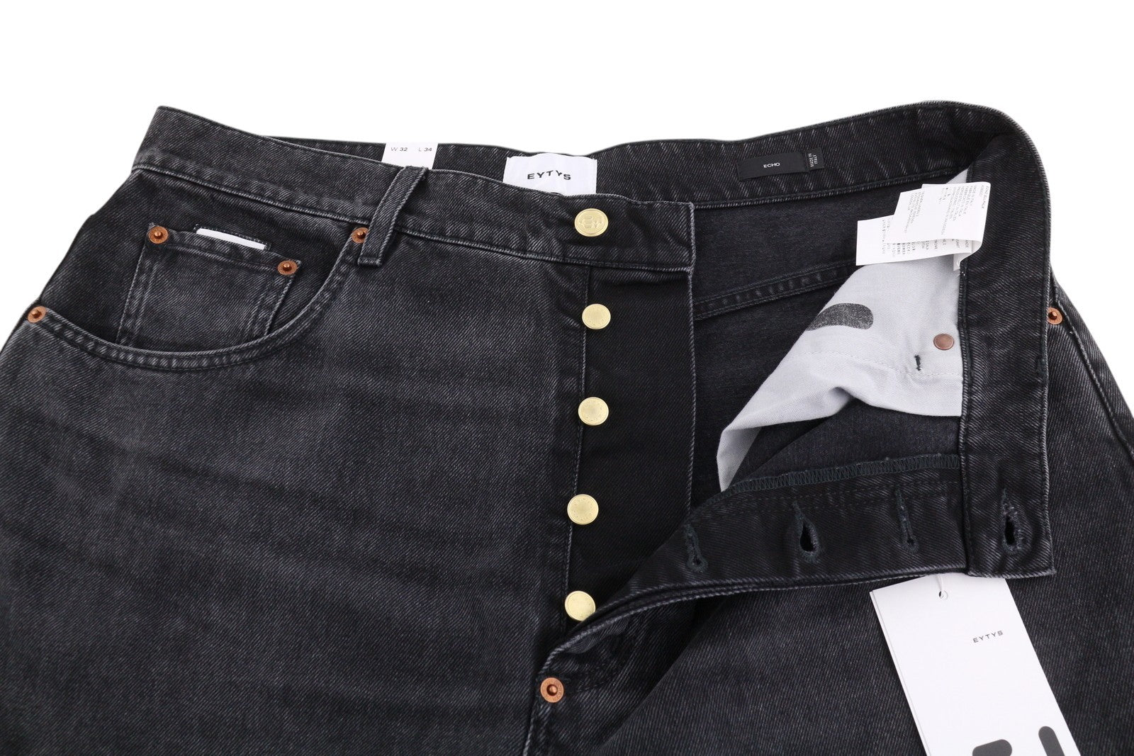 EYTYS Echo Sulphur Ultra Baggy Fit Men Jeans W32/L34 Black Unisex RRP370
