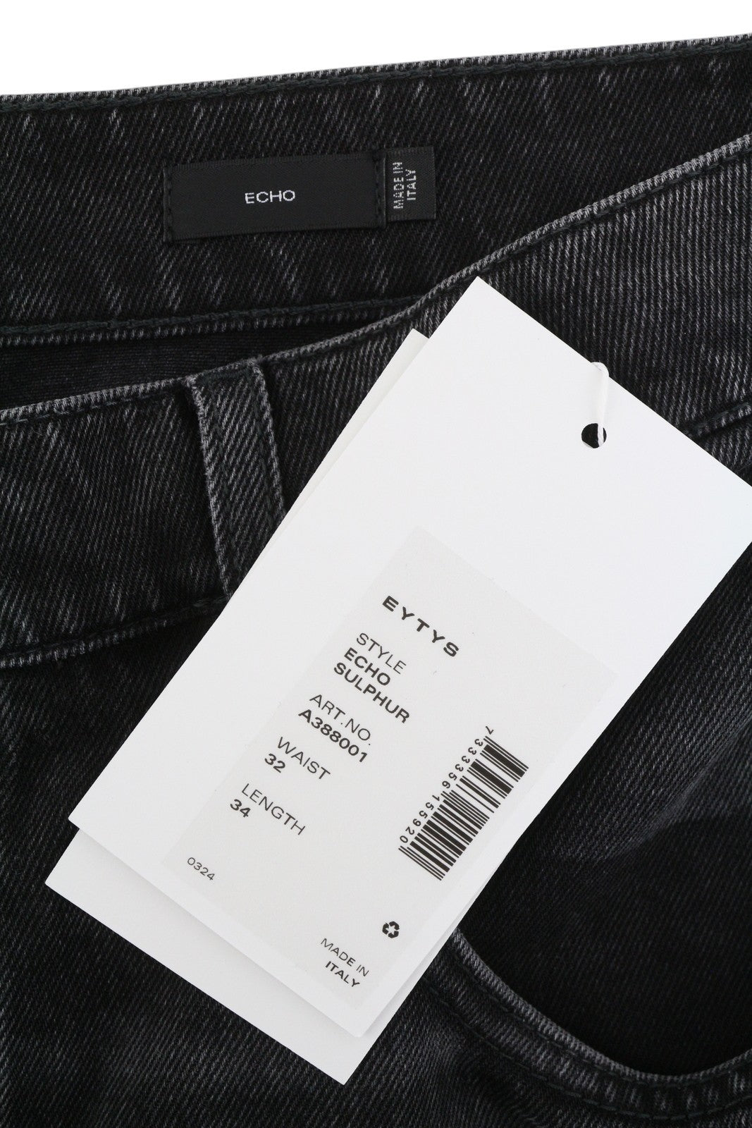 EYTYS Echo Sulphur Ultra Baggy Fit Men Jeans W32/L34 Black Unisex RRP370