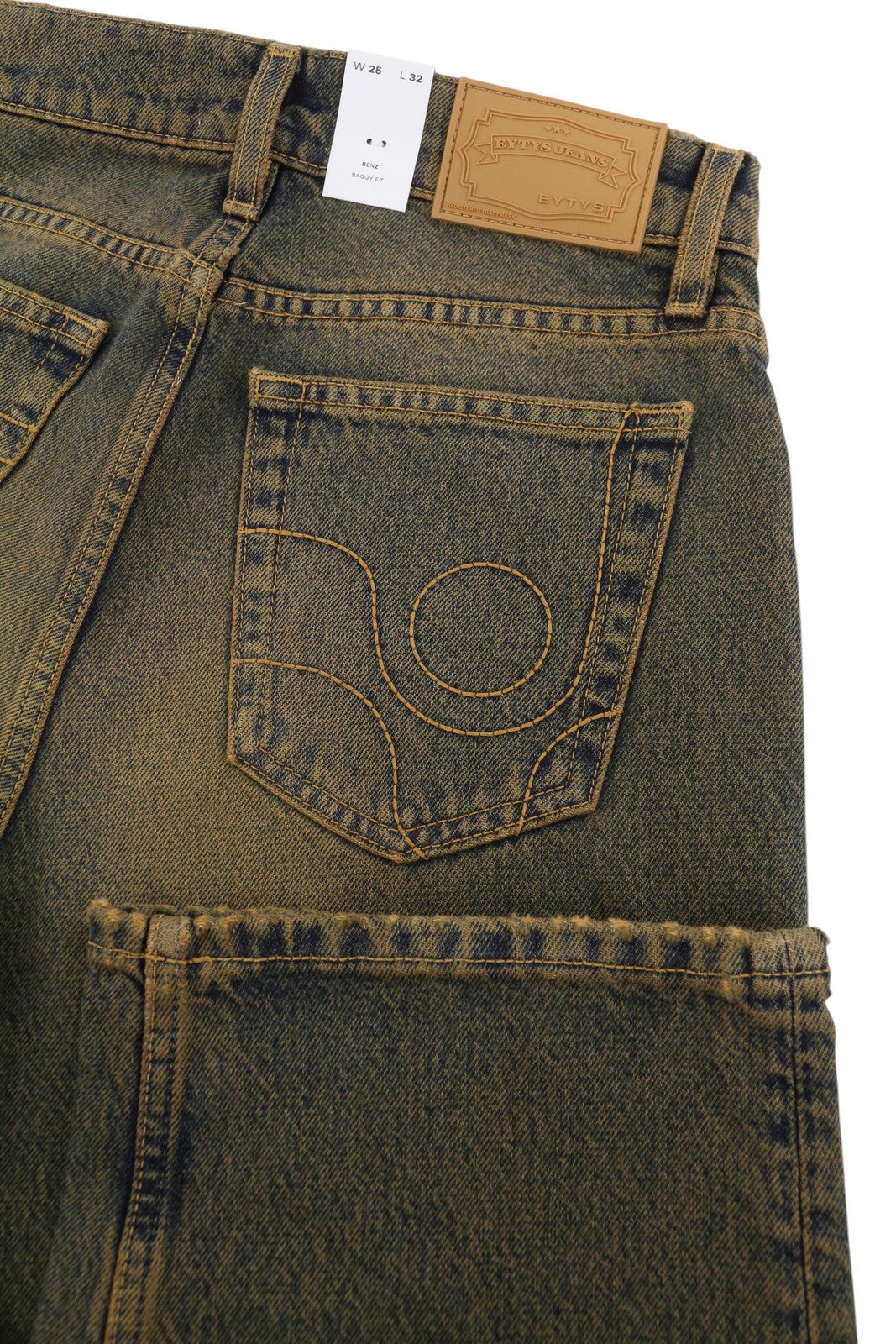EYTYS Benz Rust Baggy Fit Women Jeans W25/L32 Orange & Blue Washed Unisex RRP370