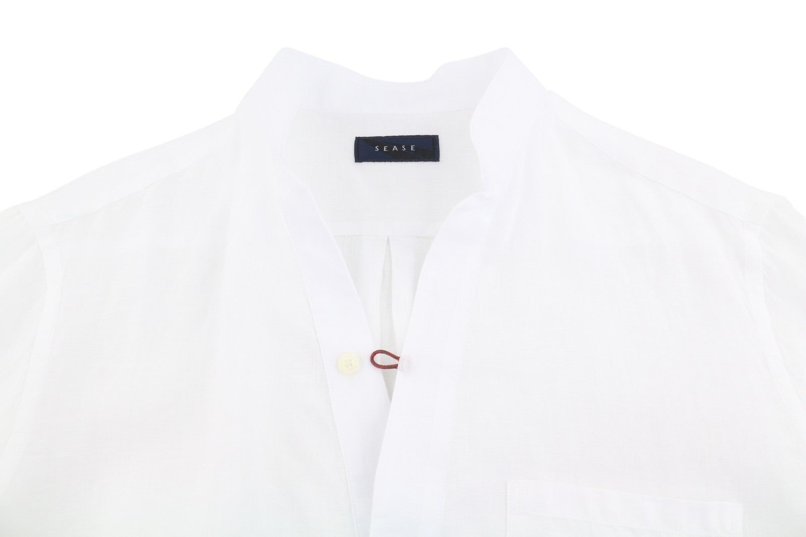 SEASE TN420 Fish Tail Men Shirt S White Linen Button-Up Patch Pocket RRP510